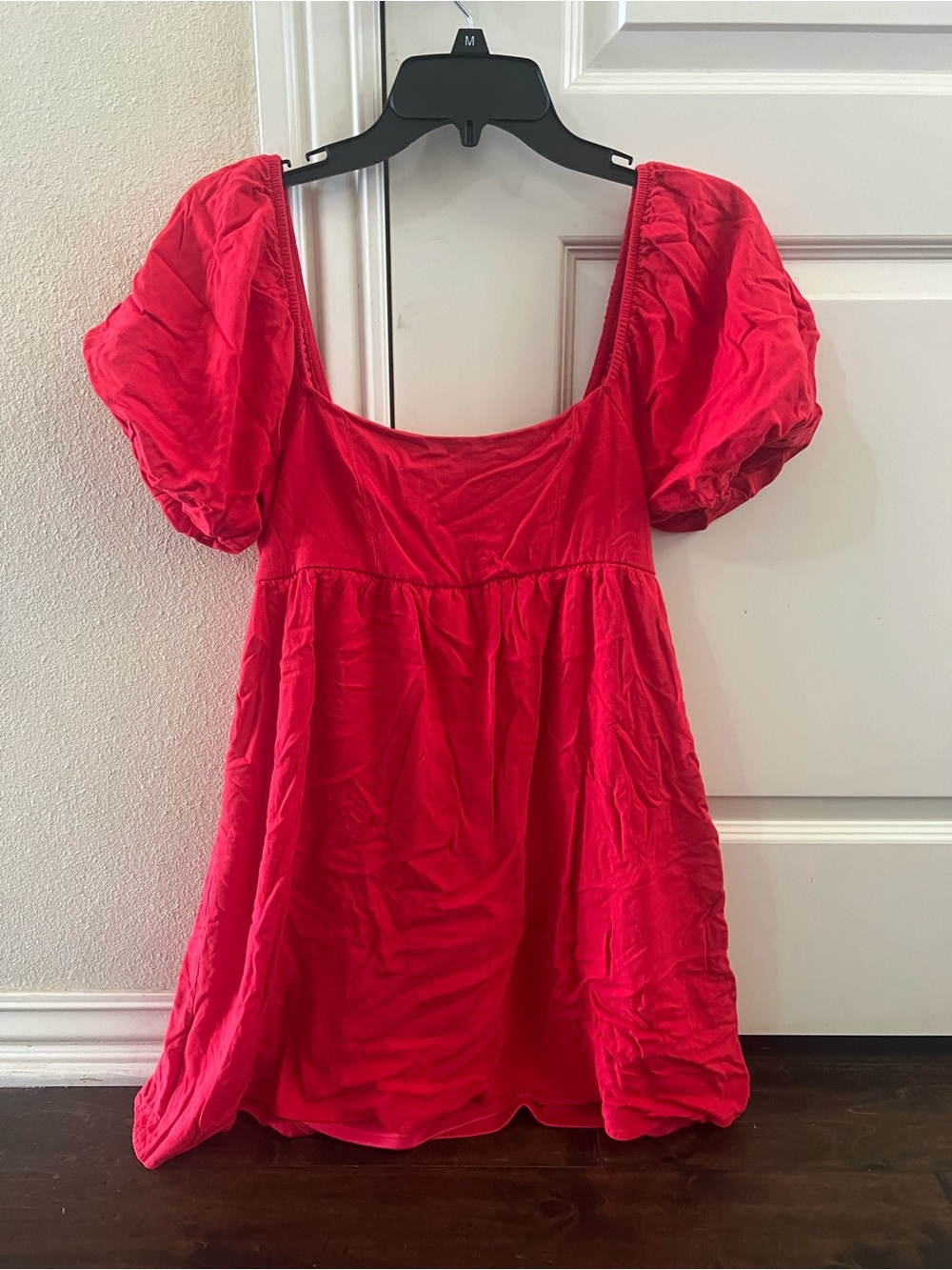 Altar'd State Red Puff-Sleeve Mini Dress